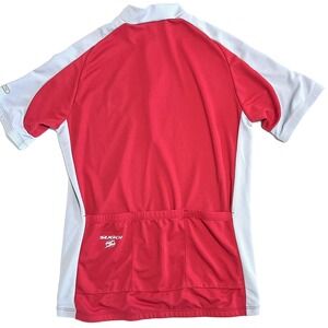 Sugoi Cycling Jersey Mens Medium Red Grey Excellent Quarter Zip Technifine S/S